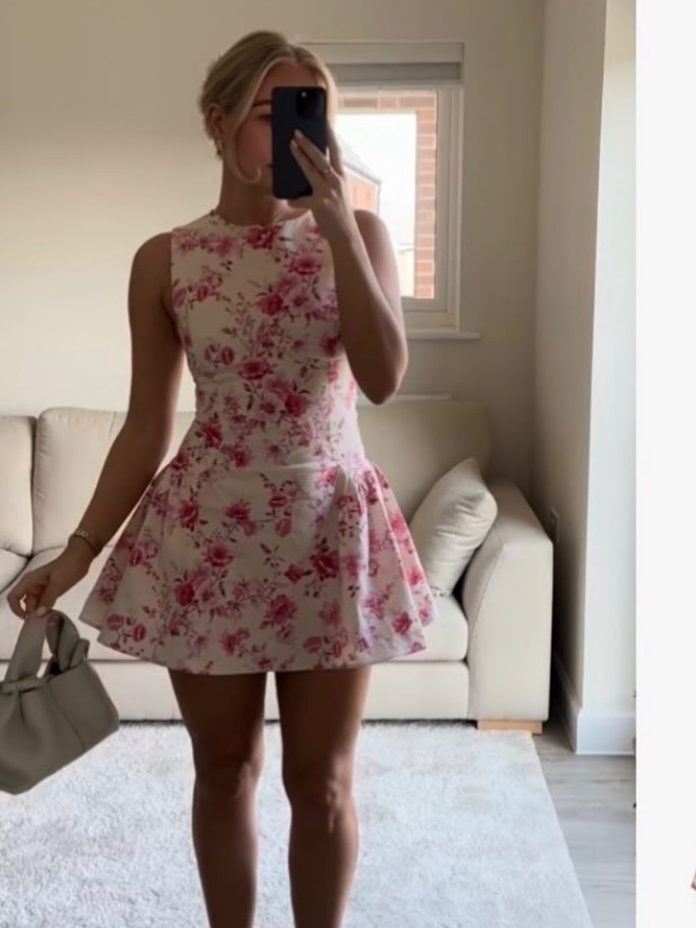 Zara pink white floral blogger favorite playsuit mini dress size SM trendy